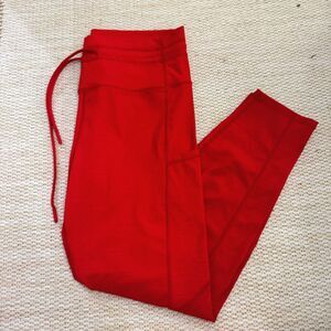 Zyia Active Red Battleship Drawstring Luxe 7/8 Leggings Women's 8-10 High Rise